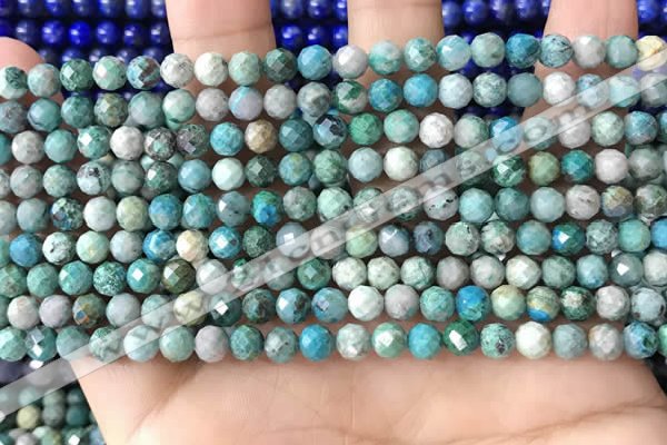 CCS881 15.5 inches 5mm faceted round natural chrysocolla beads