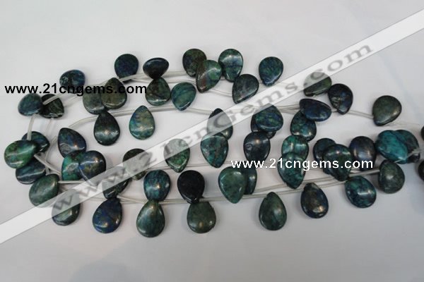 CCS92 Top-drilled 15*20mm flat teardrop dyed chrysocolla gemstone beads