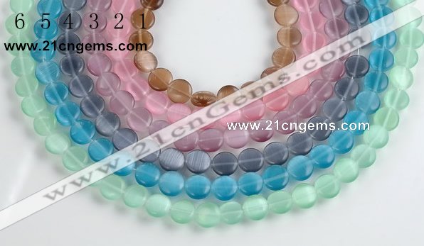 CCT04 10mm different color coin shape cats eye beads Wholesale