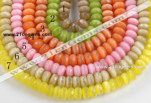 CCT05 14 inch 7*12mm faceted roundel cats eye beads Wholesale