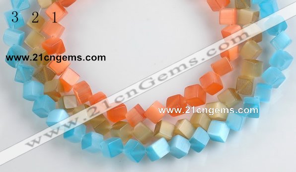 CCT09 8mm different color cube-shaped cats eye beads Wholesale