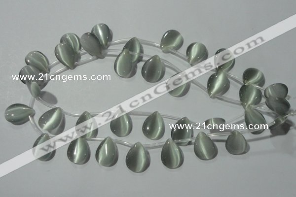 CCT1021 Top-drilled 13*18mm flat teardrop cats eye beads wholesale