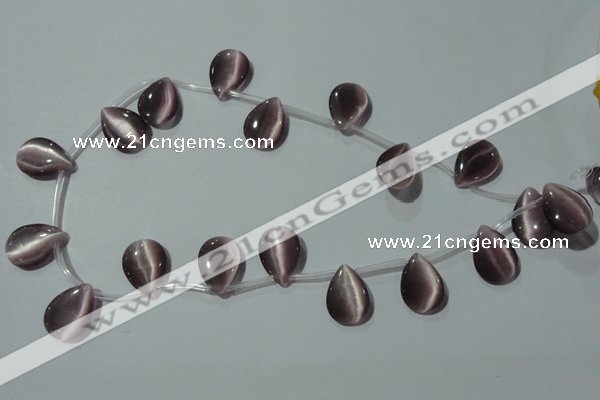 CCT1022 Top-drilled 13*18mm flat teardrop cats eye beads wholesale