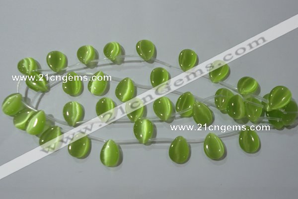 CCT1023 Top-drilled 13*18mm flat teardrop cats eye beads wholesale
