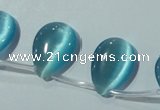 CCT1024 Top-drilled 13*18mm flat teardrop cats eye beads wholesale