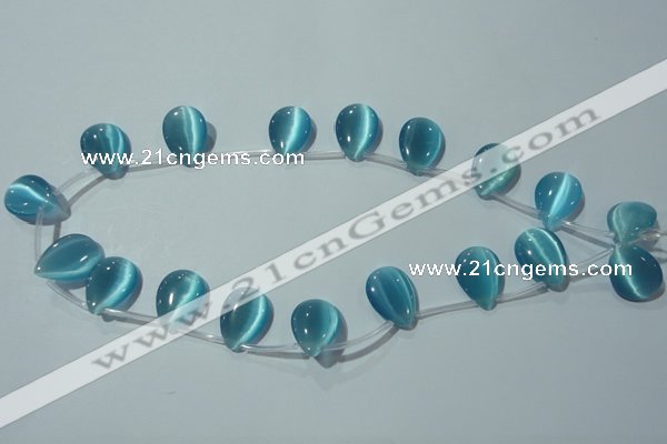 CCT1024 Top-drilled 13*18mm flat teardrop cats eye beads wholesale