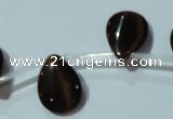 CCT1027 Top-drilled 13*18mm flat teardrop cats eye beads wholesale