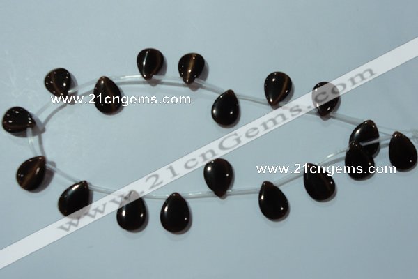 CCT1027 Top-drilled 13*18mm flat teardrop cats eye beads wholesale