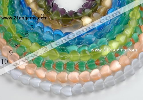 CCT14 10*12mm different color heart cats eye beads Wholesale