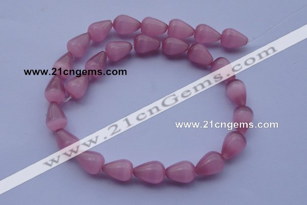 CCT17 14 inches 10*14mm teardrop pink cats eye beads wholesale