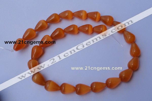 CCT18 14 inches 10*14mm teardrop orange red cats eye beads wholesale