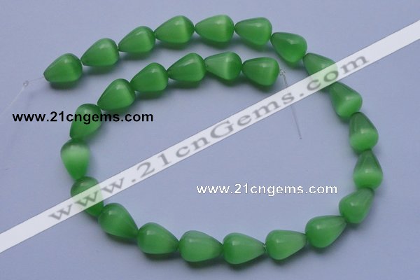 CCT19 14 inches 10*14mm teardrop green cats eye beads wholesale