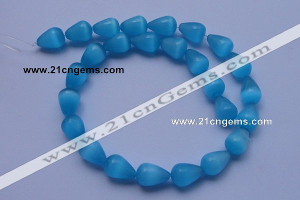 CCT20 14 inches 10*14mm teardrop navy blue cats eye beads wholesale