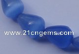 CCT21 14 inches 10*14mm teardrop ink blue cats eye beads wholesale