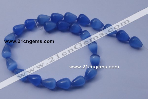 CCT21 14 inches 10*14mm teardrop ink blue cats eye beads wholesale