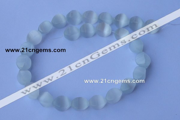 CCT24 14 inches 10*14mm twisted white cats eye beads wholesale