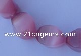 CCT25 14 inches 10*14mm twisted pink cats eye beads wholesale