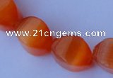 CCT27 14 inches 10*14mm twisted orange red cats eye beads wholesale