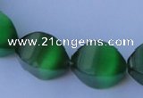 CCT29 14 inches 10*14mm twisted green cats eye beads wholesale