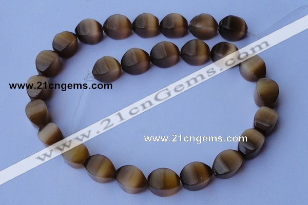 CCT31 14 inches 10*14mm twisted tiger yellow cats eye beads wholesale