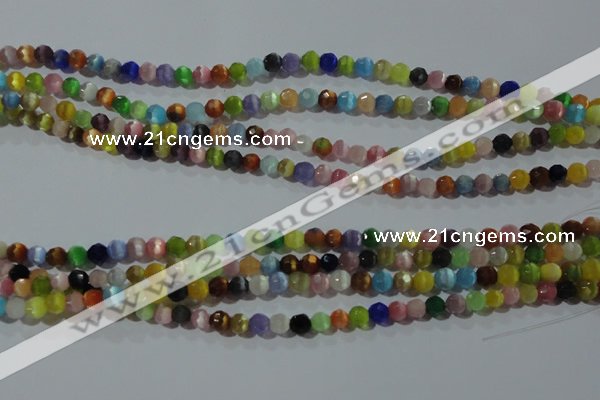 CCT318 15 inches 4mm faceted round cats eye beads wholesale