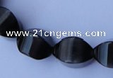 CCT32 14 inches 10*14mm twisted black cats eye beads wholesale