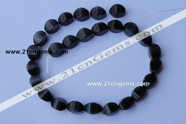 CCT32 14 inches 10*14mm twisted black cats eye beads wholesale