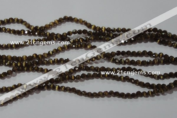 CCT320 15 inches 4mm faceted round cats eye beads wholesale