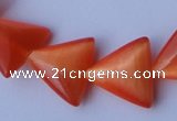 CCT34 14.5 inches 15*16mm triangle orange red cats eye beads wholesale