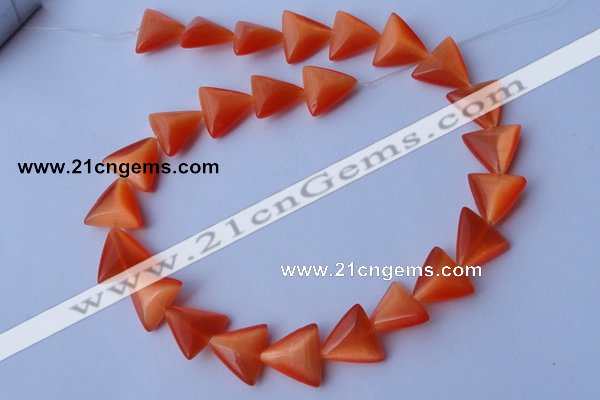 CCT34 14.5 inches 15*16mm triangle orange red cats eye beads wholesale