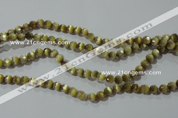 CCT358 15 inches 6mm faceted round cats eye beads wholesale