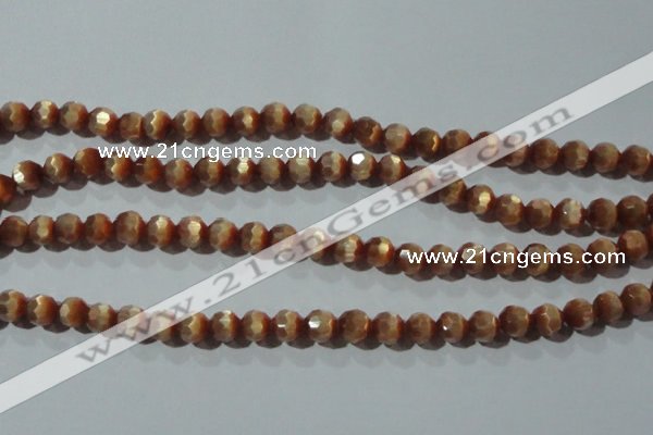 CCT359 15 inches 6mm faceted round cats eye beads wholesale