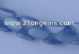 CCT37 14.5 inches 6*10mm drum-shaped light blue cats eye beads