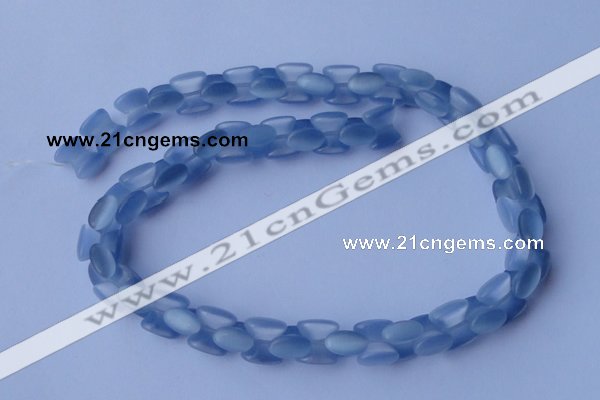 CCT37 14.5 inches 6*10mm drum-shaped light blue cats eye beads