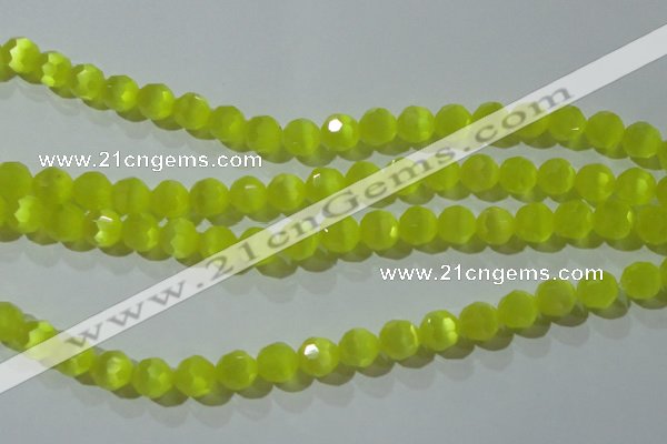 CCT375 15 inches 8mm faceted round cats eye beads wholesale