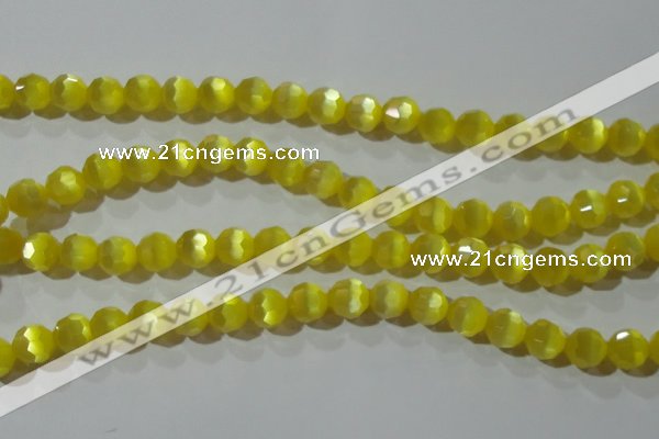 CCT376 15 inches 8mm faceted round cats eye beads wholesale