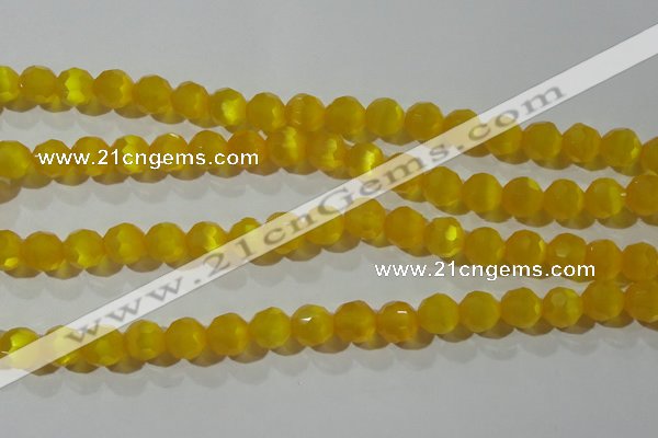 CCT377 15 inches 8mm faceted round cats eye beads wholesale