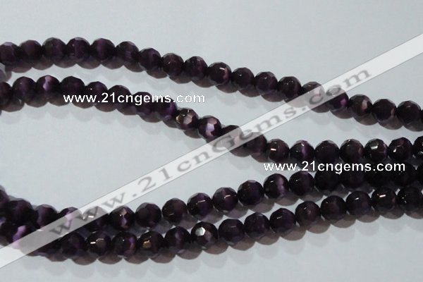 CCT385 15 inches 8mm faceted round cats eye beads wholesale