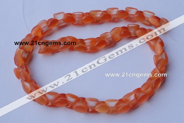 CCT39 14.5 inches 6*10mm drum-shaped orange red cats eye beads