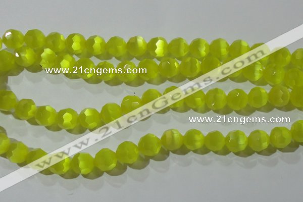 CCT393 15 inches 10mm faceted round cats eye beads wholesale