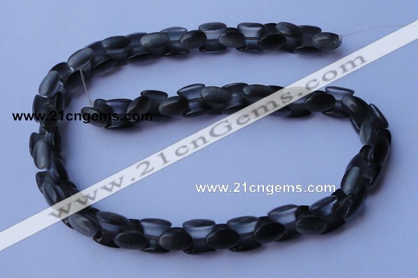 CCT40 14.5 inches 6*10mm drum-shaped black cats eye beads wholesale