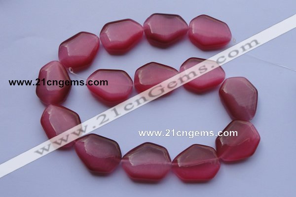 CCT42 15 inches 22*25mm freeform red cats eye beads wholesale