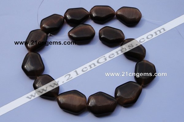 CCT43 15 inches 22*25mm freeform black coffee cats eye beads wholesale