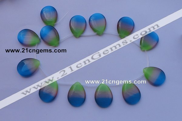 CCT44 14.5 inches 22*30mm flat teardrop mix color cats eye beads