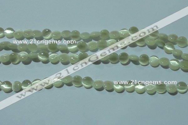 CCT450 15 inches 6mm flat round cats eye beads wholesale