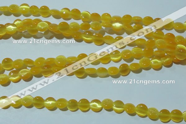 CCT455 15 inches 6mm flat round cats eye beads wholesale