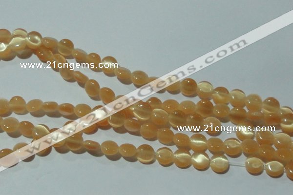 CCT456 15 inches 6mm flat round cats eye beads wholesale