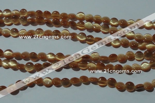 CCT457 15 inches 6mm flat round cats eye beads wholesale