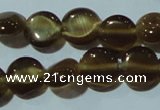 CCT458 15 inches 6mm flat round cats eye beads wholesale