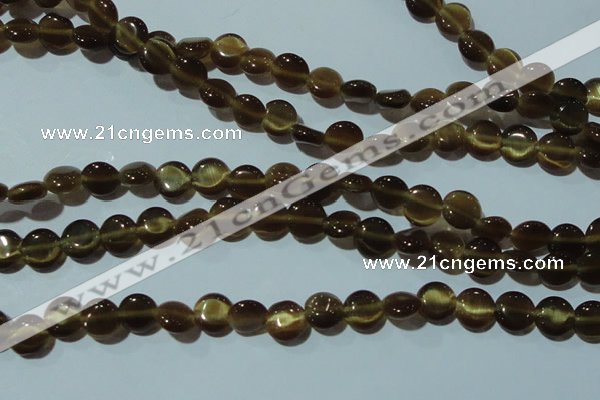 CCT458 15 inches 6mm flat round cats eye beads wholesale